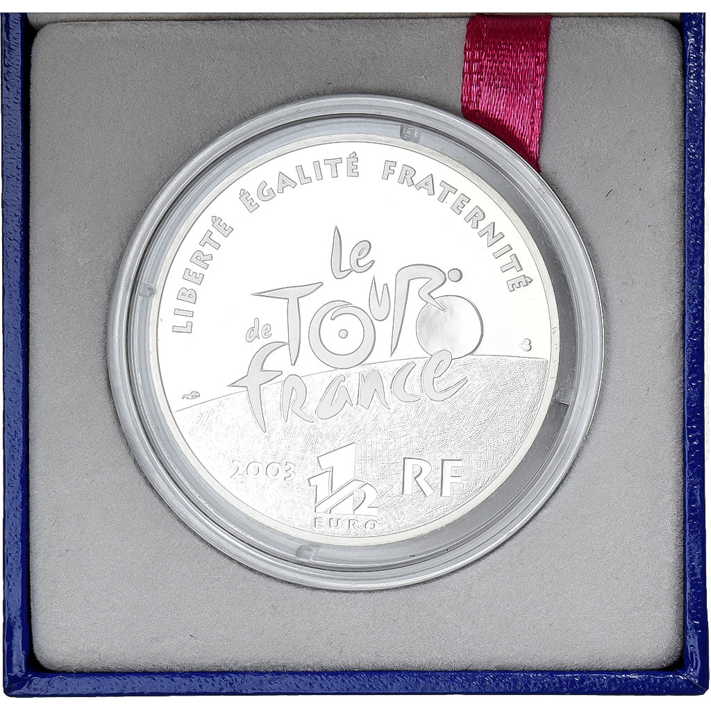 França, 1-1/2 Euro, Tour de France, Sprint, Proof, 2003, MDP, Prata, MS(65-70)
