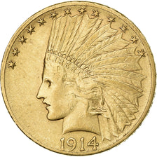 United States, $10, Eagle, Indian Head, 1914, U.S. Mint, Gold, AU(50-53), KM:130