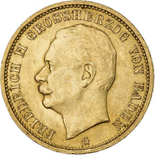 États allemands, BADEN, Friedrich II, 20 Mark, 1911, Karlsruhe, Or, SUP, KM:284