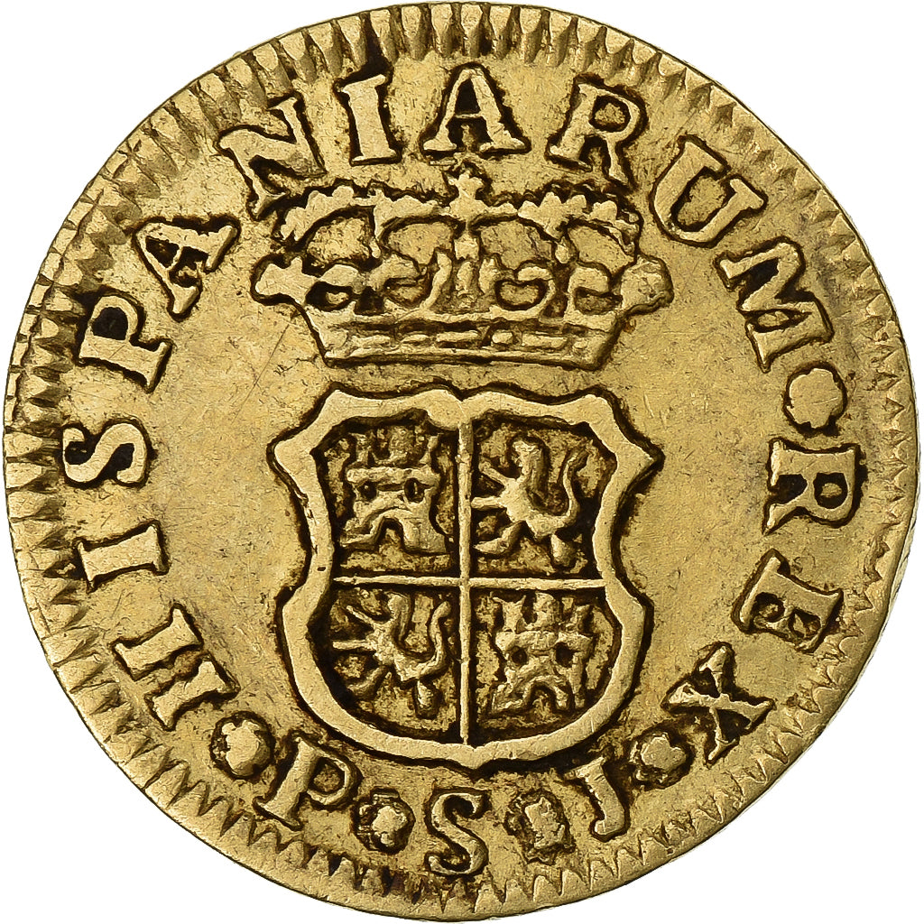 Spain, Ferdinand VI, 1/2 Escudo, 1757, Sevilla, Gold, VF(30-35), KM:374