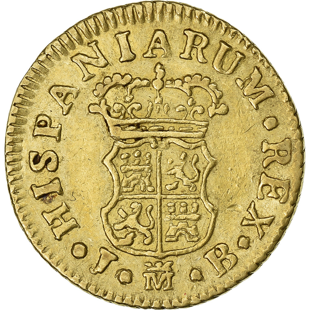 Spain, Ferdinand VI, 1/2 Escudo, 1757, Madrid, JB, Gold, AU(55-58), KM:378