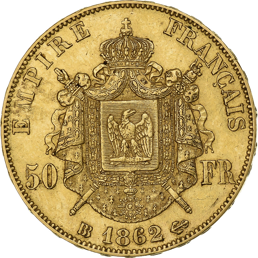 Frankreich, Napoleon III, 50 Francs, 1862, Strasbourg, Gold, SS+, Gadoury:1112