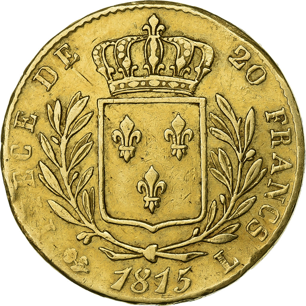 France, Louis XVIII, 20 Francs, Louis XVIII, 1815, Bayonne, Or, TTB