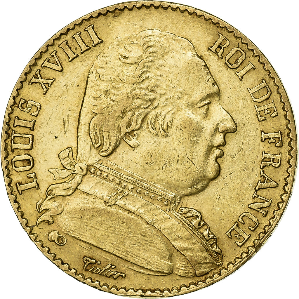 France, Louis XVIII, 20 Francs, 1814, Paris, Or, SUP, Gadoury:1026