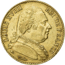 France, Louis XVIII, 20 Francs, 1814, Paris, Or, SUP, Gadoury:1026