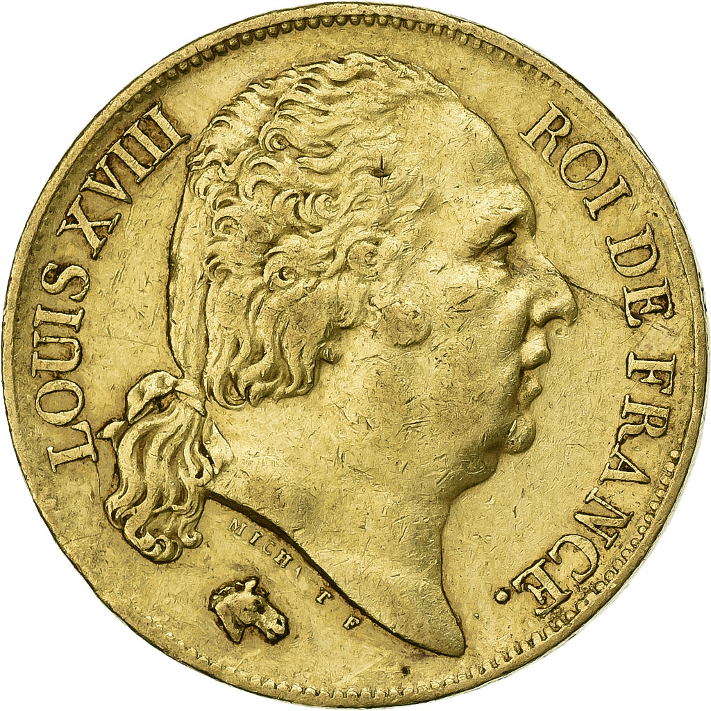 France, Louis XVIII, 20 Francs, 1817, Bayonne, Or, TTB+, Le Franc:F.519