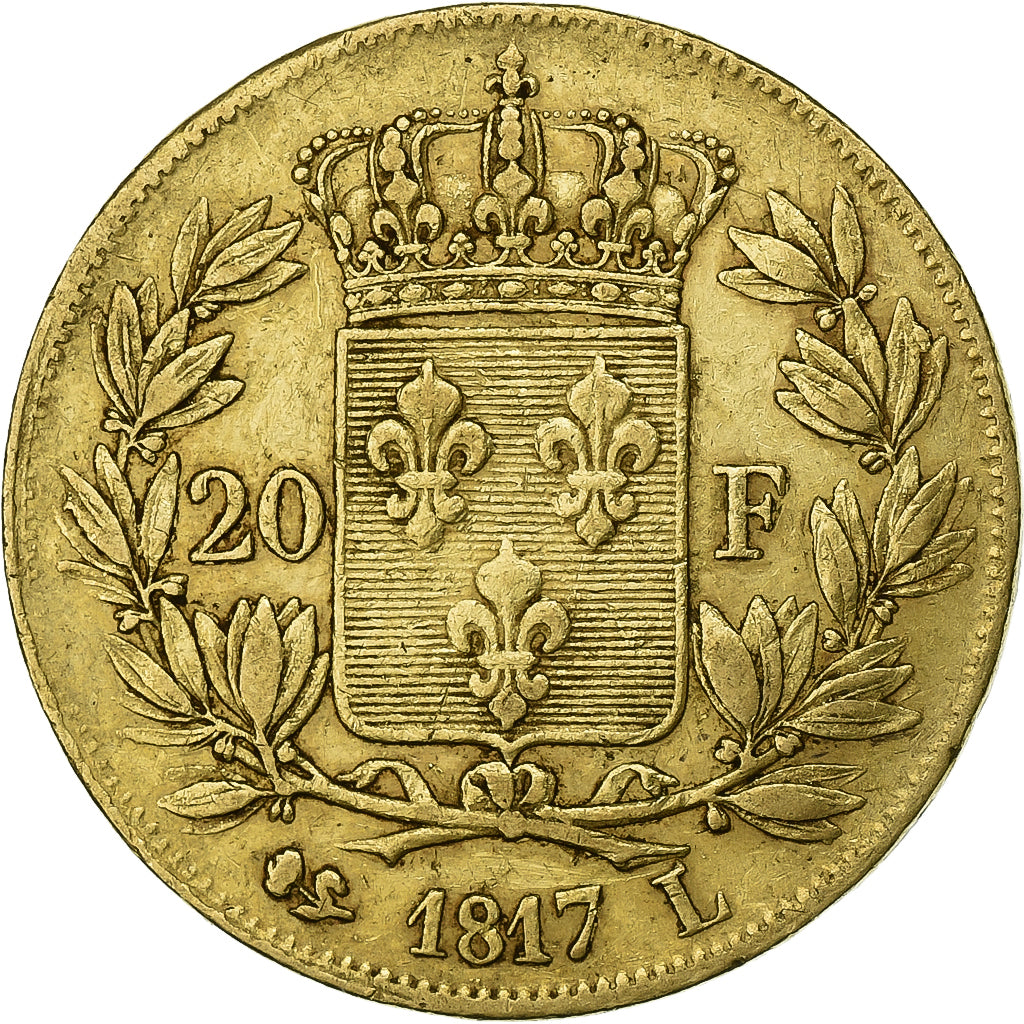 France, Louis XVIII, 20 Francs, 1817, Bayonne, Or, TTB+, Le Franc:F.519