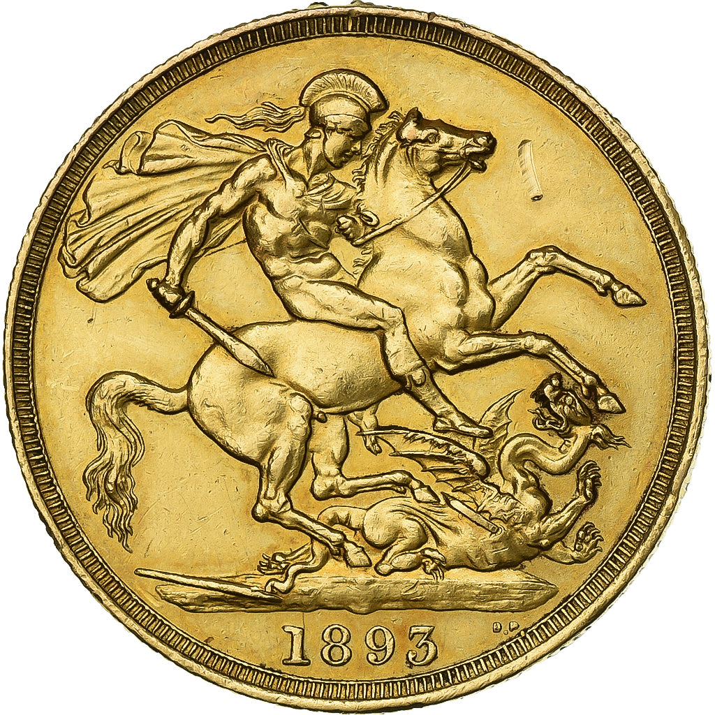 Great Britain, Victoria, 2 Pounds, 1893, London, Gold, AU(50-53), KM:786
