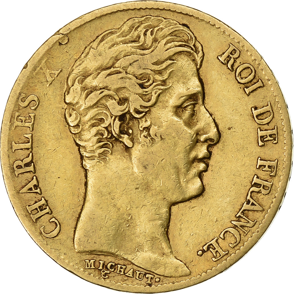France, 20 Francs, Charles X, 1827, Paris, Or, TB+, Gadoury:1029, KM:726.1