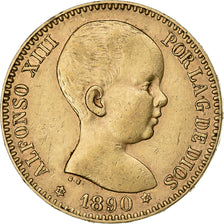 España, Alfonso XIII, 20 Pesetas, 1890, Madrid, Oro, EBC+, KM:693