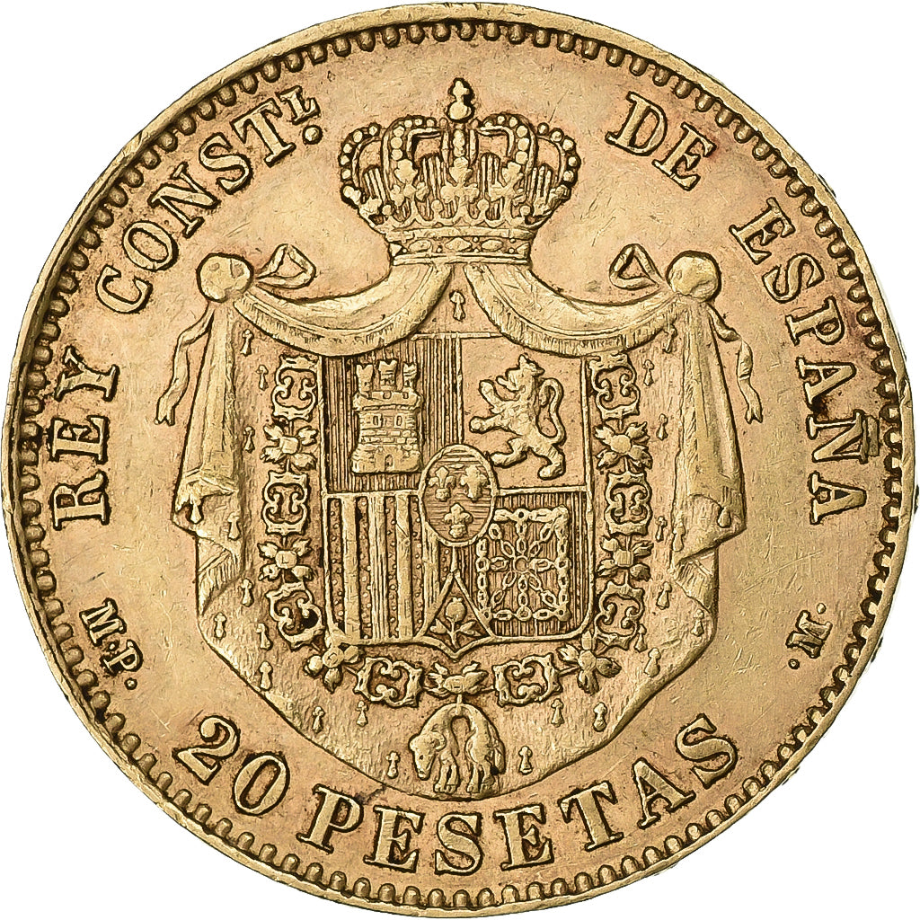 España, Alfonso XIII, 20 Pesetas, 1890, Madrid, Oro, EBC+, KM:693
