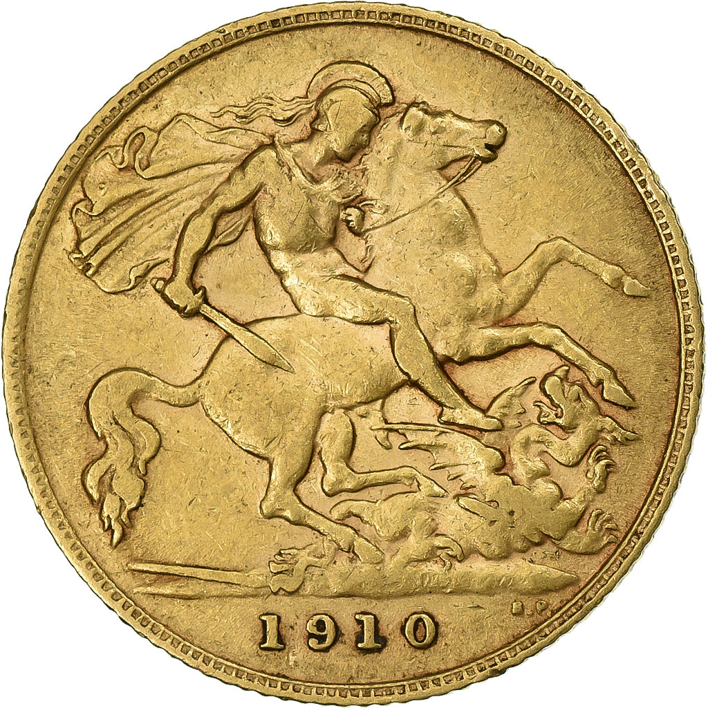 Grande-Bretagne, Edward VII, 1/2 Sovereign, 1910, Or, TTB, KM:804