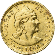 Peru, 1/5 Libra, Pound, 1906, Lima, Gold, VF(20-25), KM:210