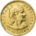 Peru, 1/5 Libra, Pound, 1906, Lima, Gold, VF(20-25), KM:210