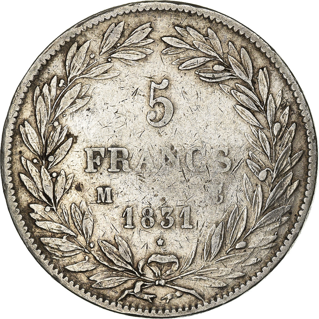 France, Louis-Philippe, 5 Francs, 1831, Toulouse, Silver, EF(40-45), Gadoury:676