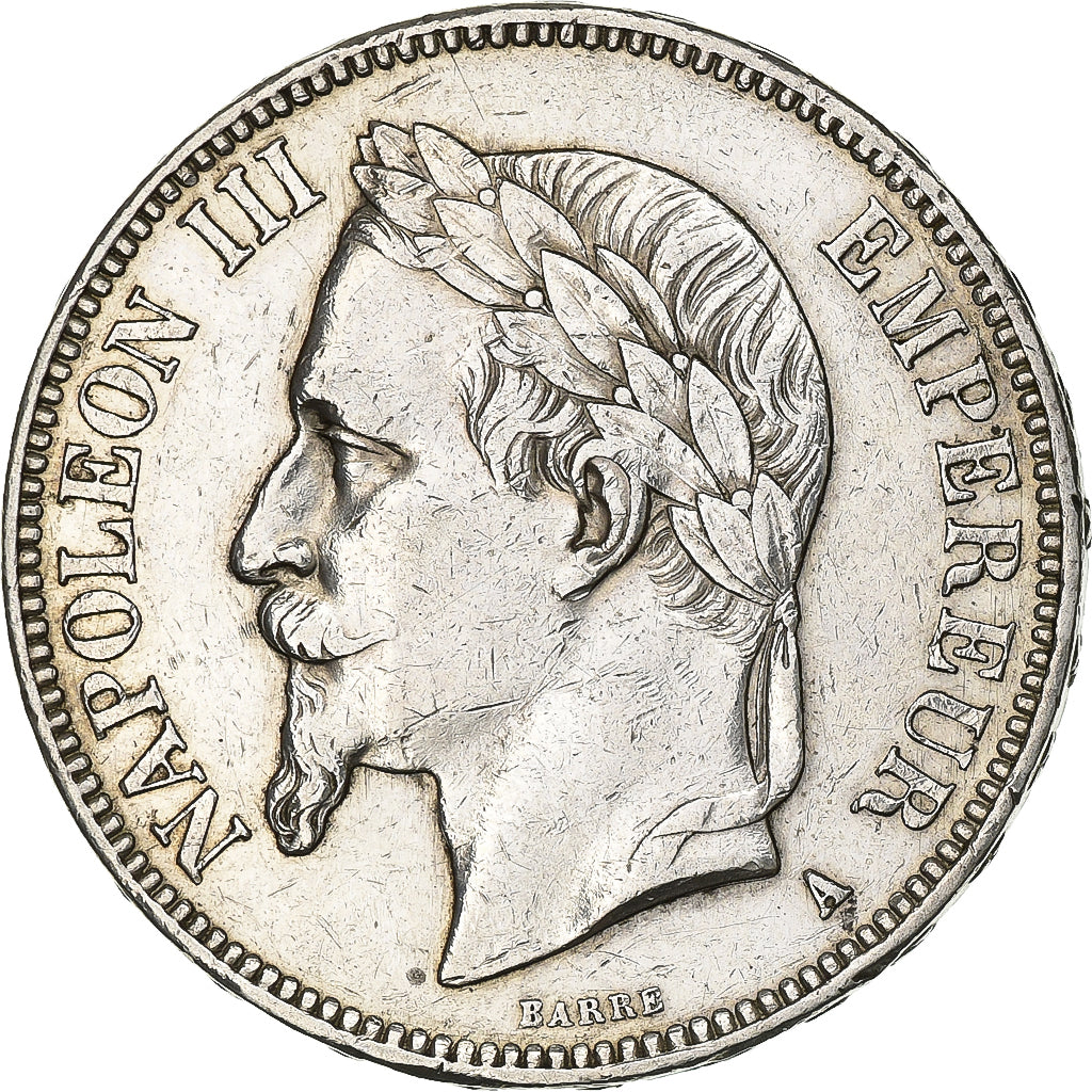 France, 5 Francs, Napoléon III, 1869, Paris, Silver, AU(50-53), Gadoury:739