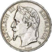 France, 5 Francs, Napoléon III, 1869, Paris, Silver, AU(50-53), Gadoury:739
