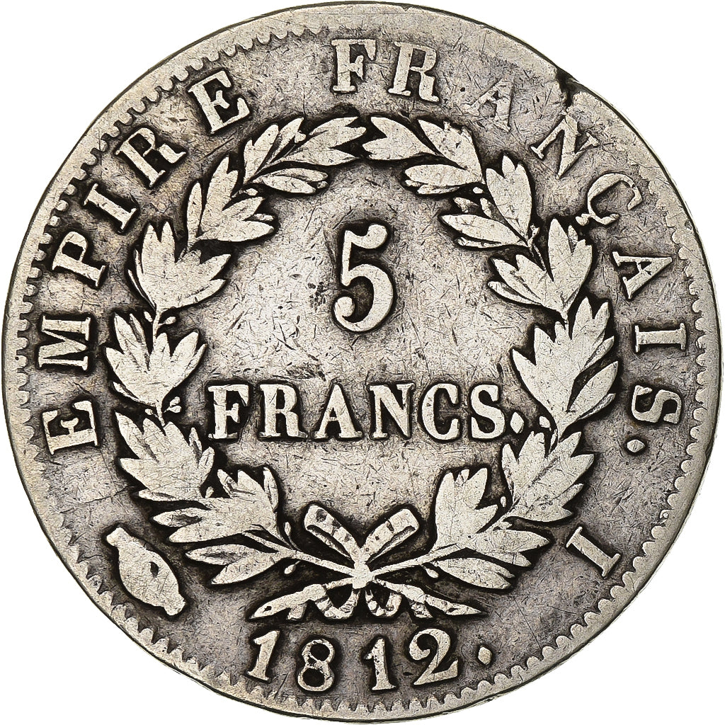 Francia, Napoleon I, 5 Francs, 1812, Limoges, Argento, B+, Gadoury:584
