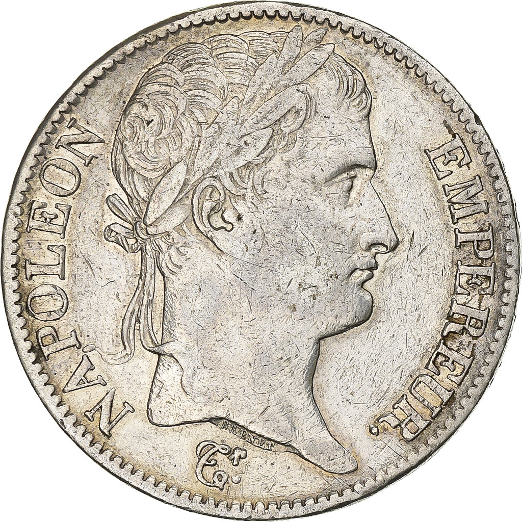 Francia, Napoleon I, 5 Francs, 1813, Bordeaux, Plata, MBC+, KM:694.8
