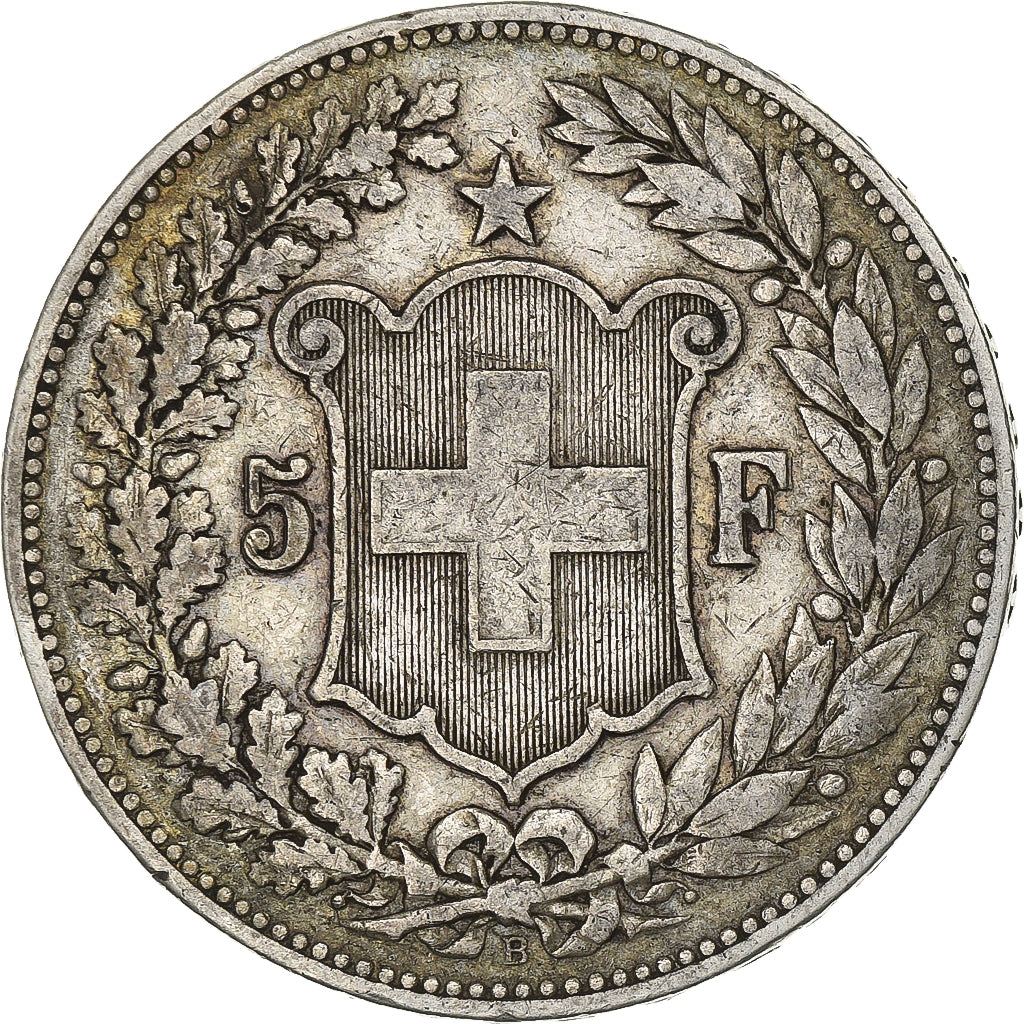 Svizzera, 5 Francs, 1891, Bern, Argento, MB, KM:34