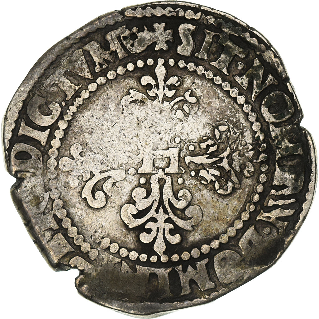 França, Henri III, Franc au Col Plat, 1581, Angers, Prata, VF(20-25)