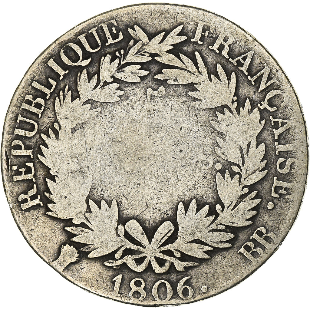 France, Napoleon I, 5 Francs, 1806, Strasbourg, Silver, VG(8-10), Gadoury:581