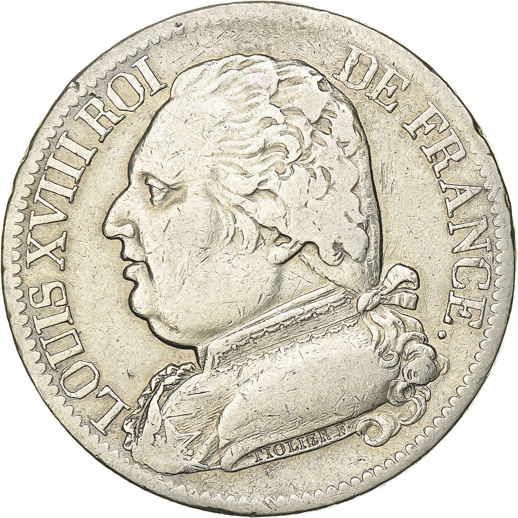 Francia, Louis XVIII, 5 Francs, Louis XVIII, 1814, Toulouse, Argento, MB