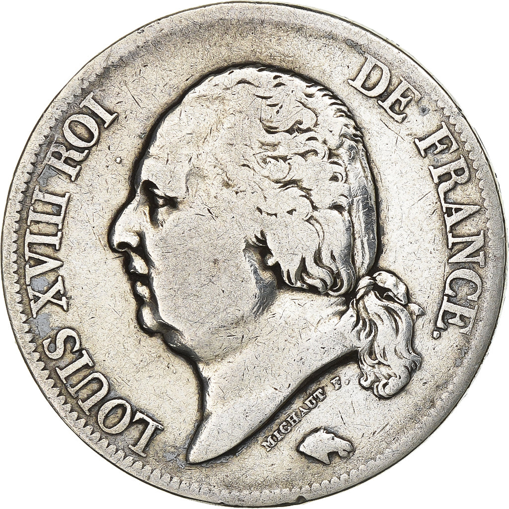 France, Louis XVIII, 5 Francs, 1818, Rouen, Silver, VF(20-25), Gadoury:614