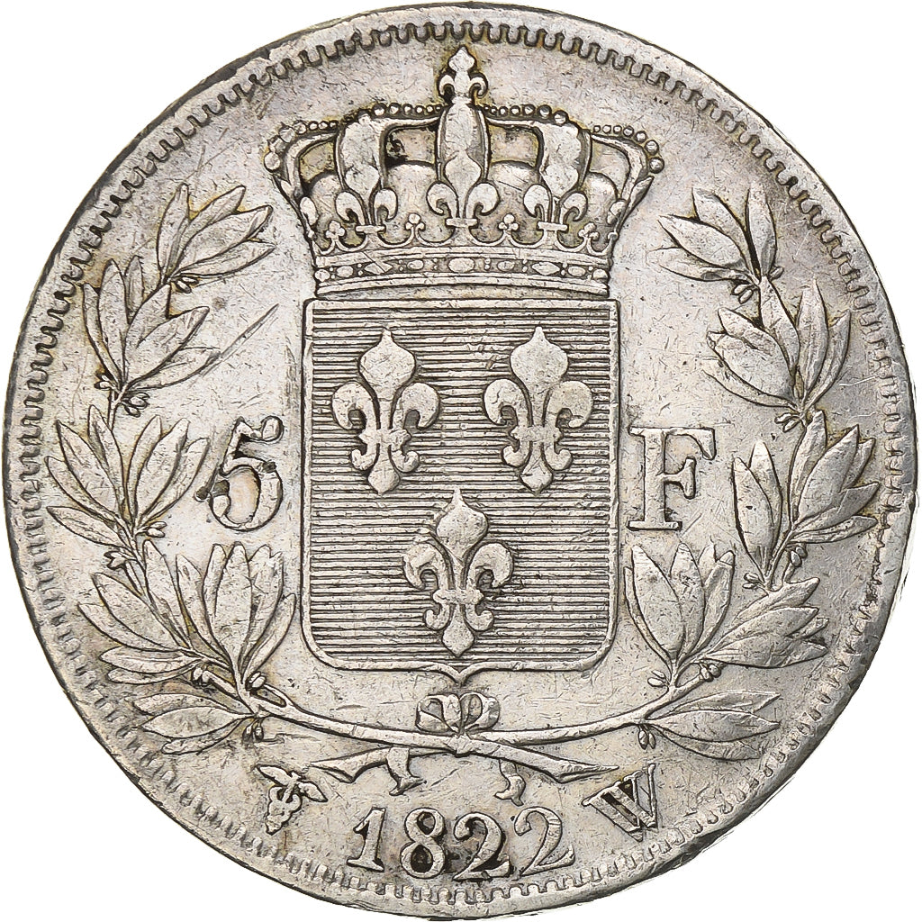 France, Louis XVIII, 5 Francs, 1822, Lille, Argent, TB+, Gadoury:614