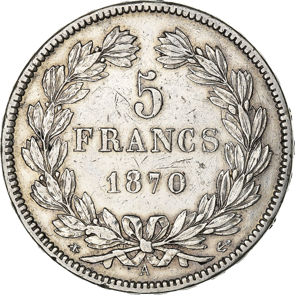 França, 5 Francs, Cérès, 1870, Paris, Prata, AU(50-53), Gadoury:743, KM:818.1
