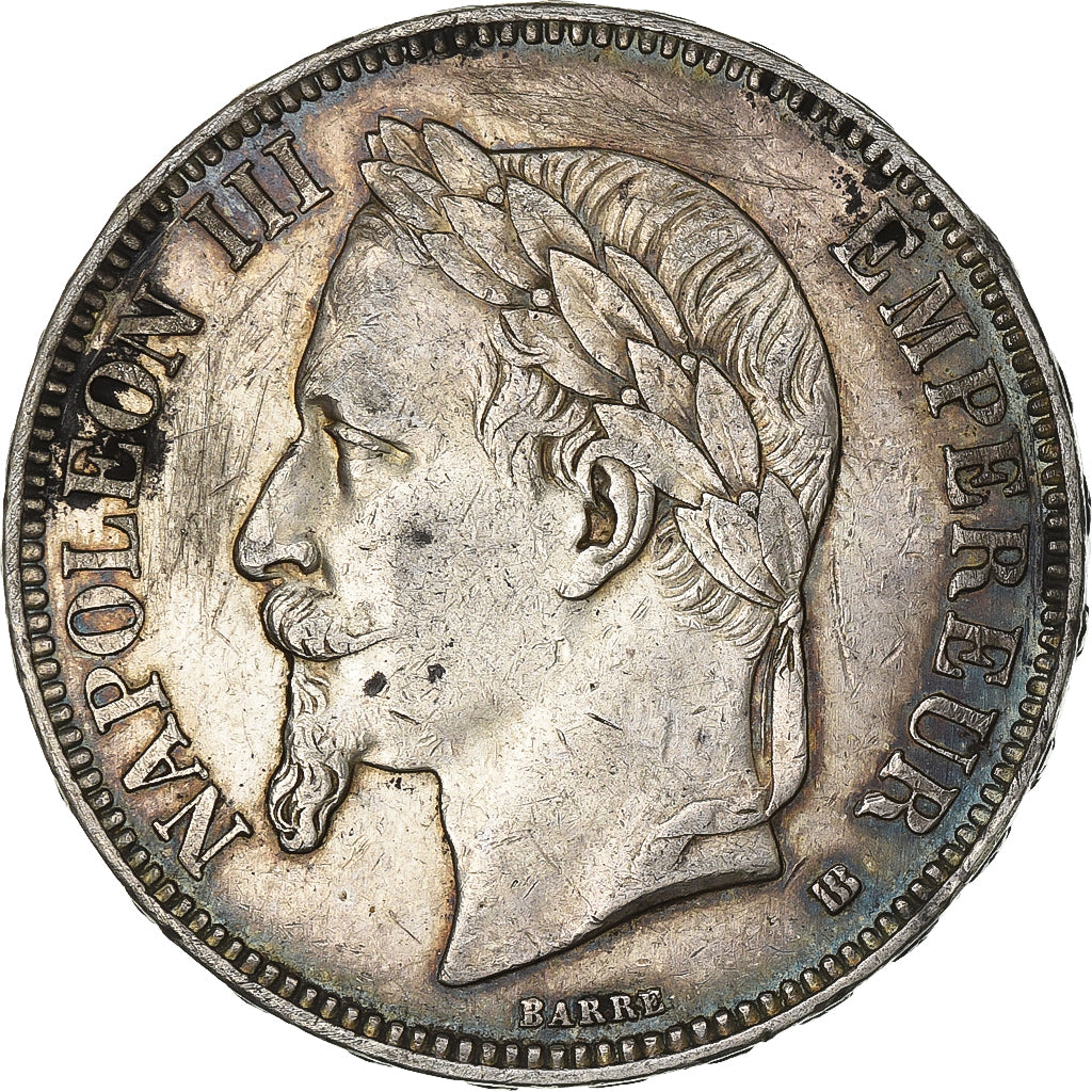 France, Napoleon III, 5 Francs, 1868, Strasbourg, Silver, AU(50-53)