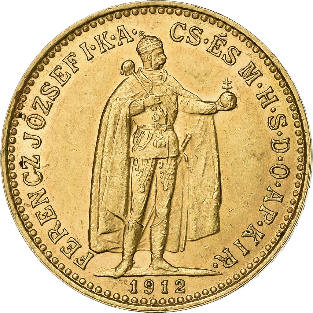 Hungary, Franz Joseph I, 10 Korona, 1912, Kremnica, Gold, AU(55-58), KM:485