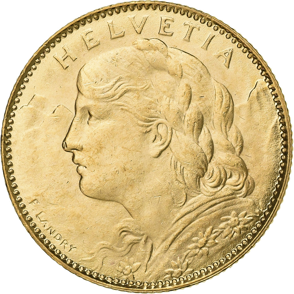 Switzerland, 10 Francs, 1922, Bern, Gold, MS(63), KM:36
