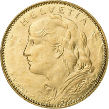 Switzerland, 10 Francs, 1922, Bern, Gold, MS(63), KM:36