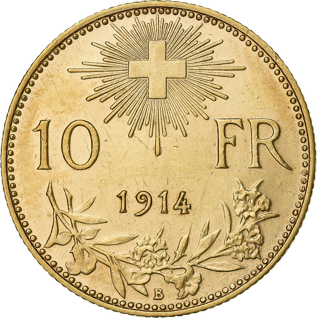 Svizzera, 10 Francs, 1914, Bern, Oro, SPL, KM:36