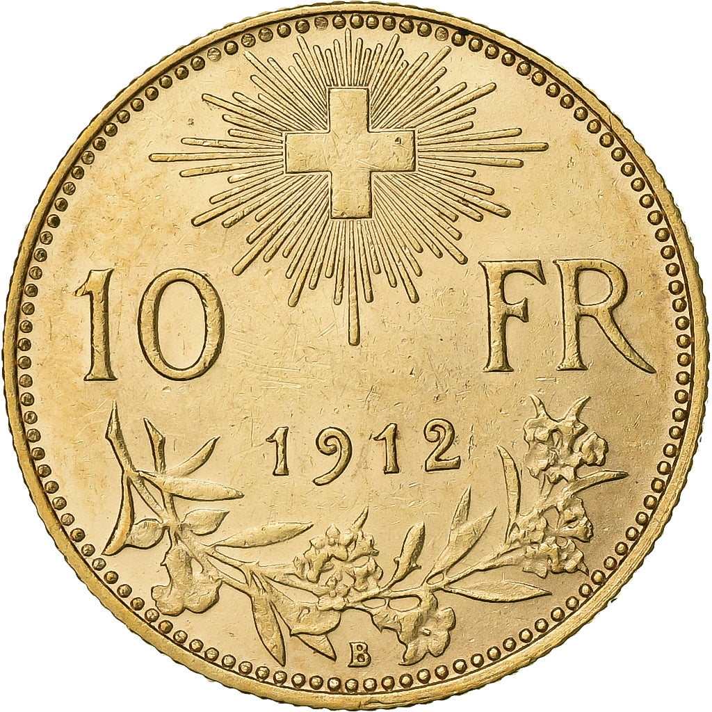 Switzerland, 10 Francs, 1912, Bern, Gold, MS(63), KM:36