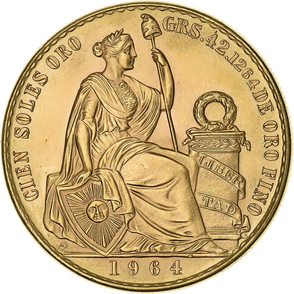 Perú, 100 Soles, 1964, Lima, Oro, SC, KM:231