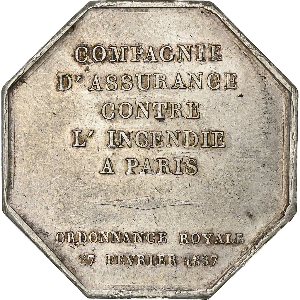 France, Insurance token, 1837, Silver, Assurance incendie Paris, AU(55-58)