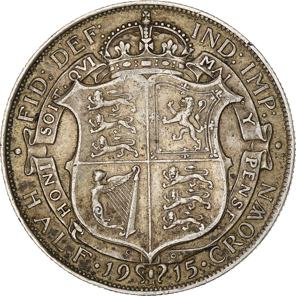 Great Britain, George V, 1/2 Crown, 1915, London, Silver, EF(40-45), KM:818.1