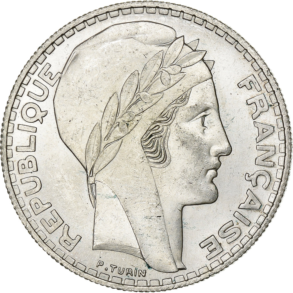 Francia, 20 Francs, Turin, 1938, Paris, Argento, SPL, Gadoury:852, KM:879