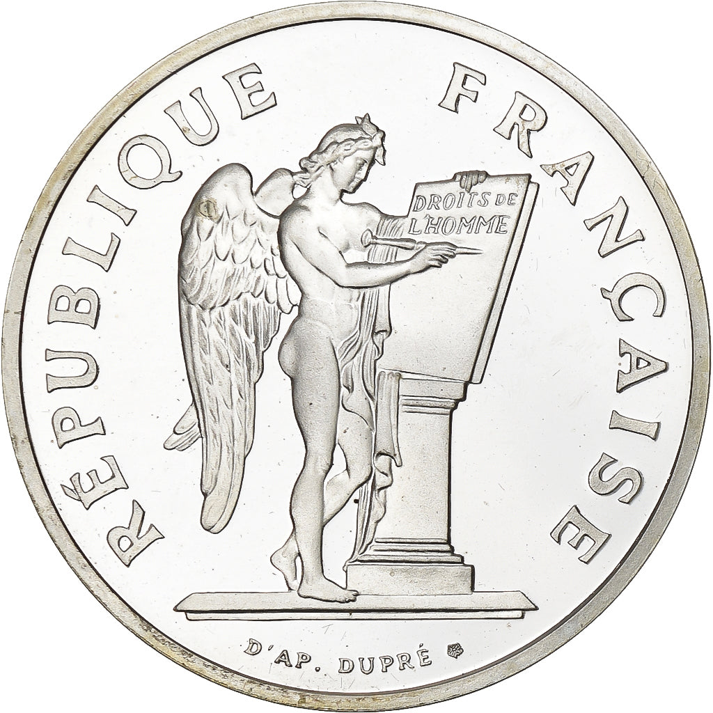 França, 100 Francs, Droits de l'Homme, 1989, MDP, Proof, Prata, MS(65-70)