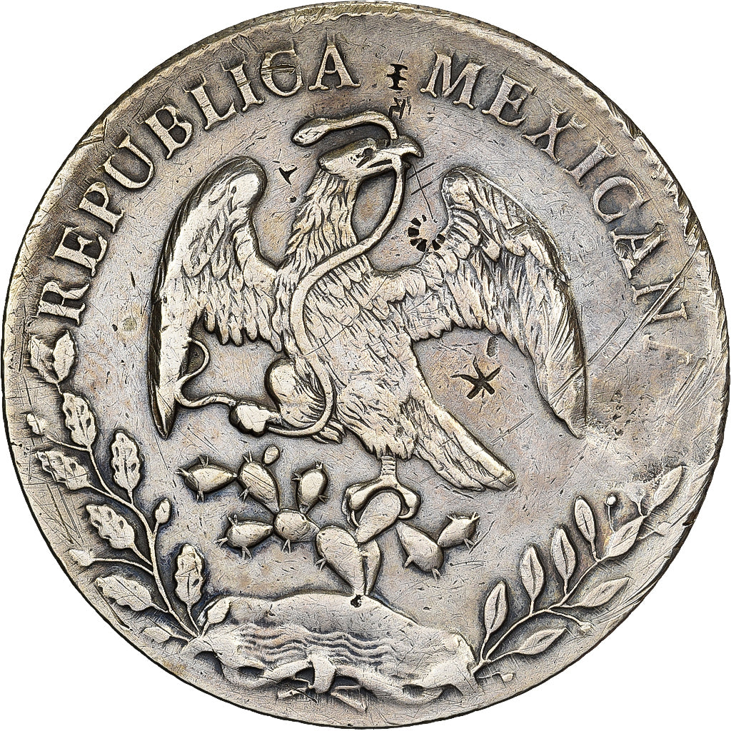 Messico, 8 Reales, 1895, Mexico City, Contremarque, Argento, MB+, KM:377.10