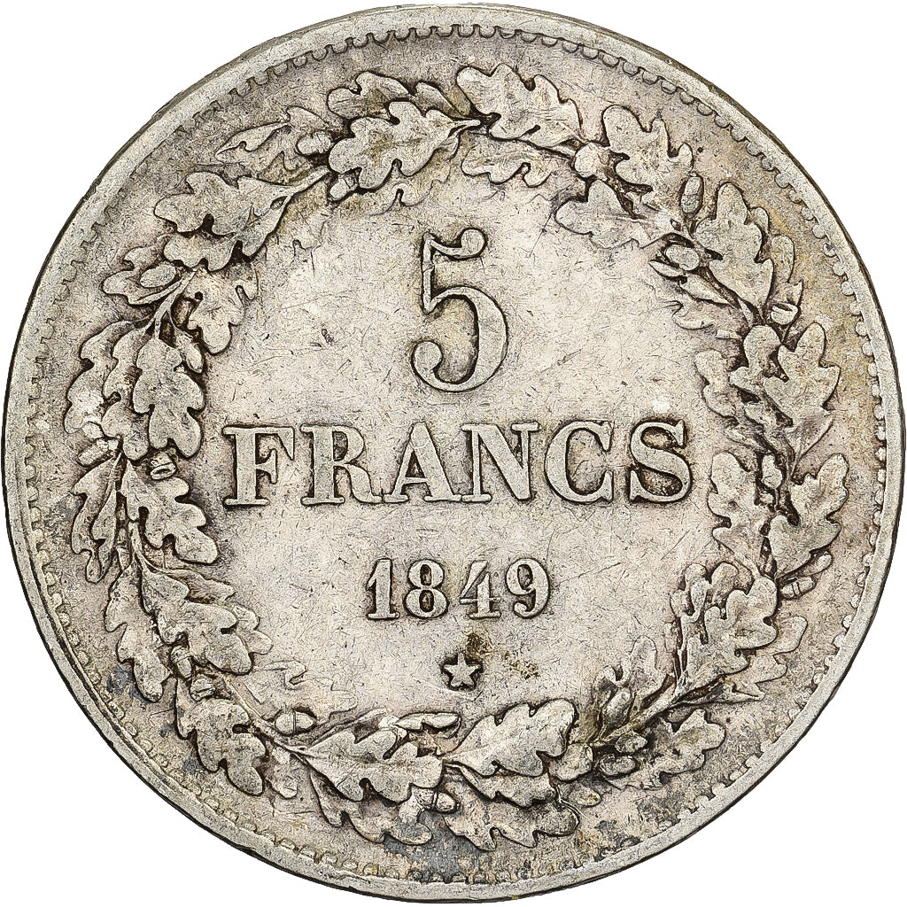 Belgium, Leopold I, 5 Francs, 5 Frank, 1849, Silver, VF(30-35), KM:3.2