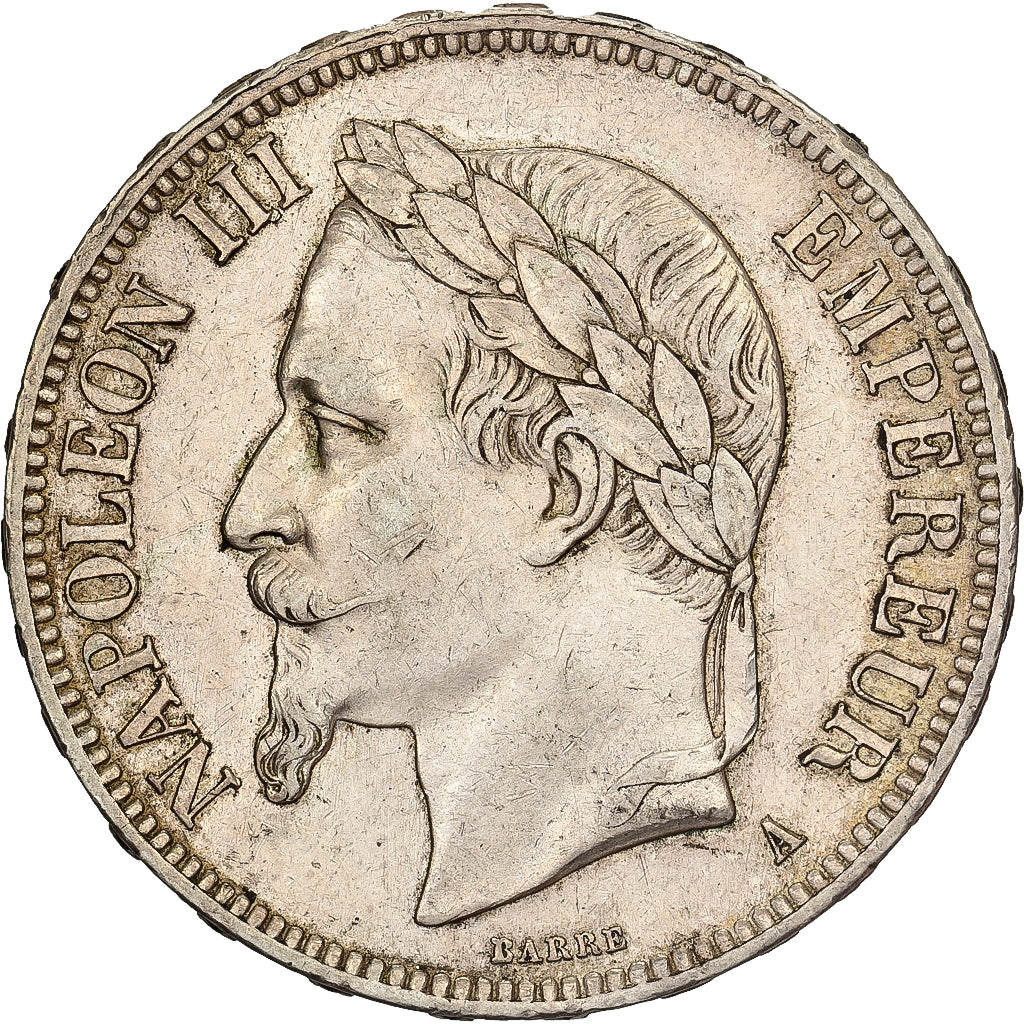 Francja, Napoleon III, 5 Francs, 1868, Paris, Srebro, AU(50-53), Gadoury:739