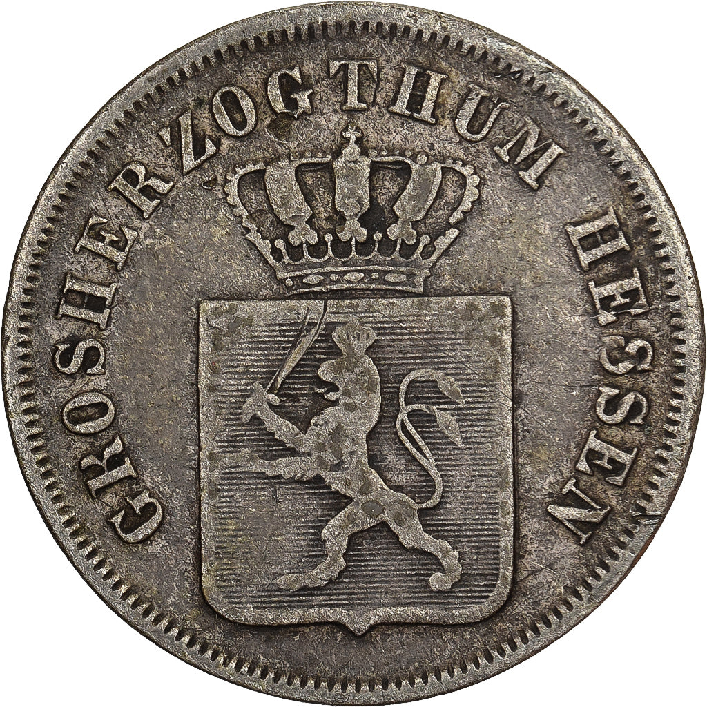 Niemcy, HESSE-DARMSTADT, Ludwig II, 6 Kreuzer, 1846, Srebro, VF(30-35), KM:318