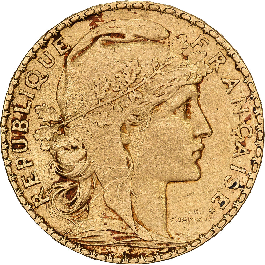 França, 20 Francs, Marianne Coq, 1900, Paris, Dourado, EF(40-45), Gadoury:1064