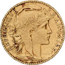 Francja, 20 Francs, Marianne Coq, 1900, Paris, Złoto, EF(40-45), Gadoury:1064