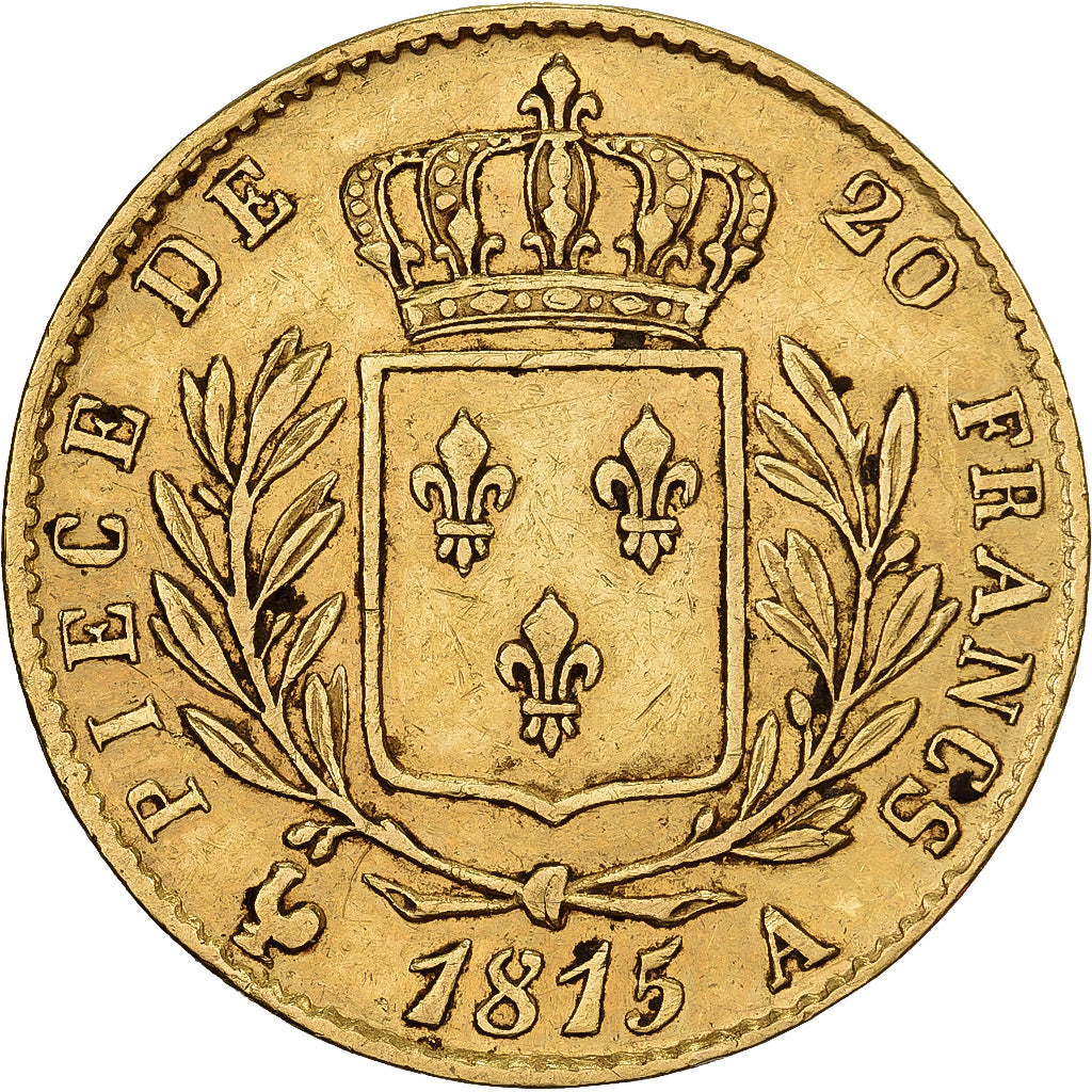 Frankreich, Louis XVIII, 20 Francs, 1815, Paris, Gold, SS+, KM:706