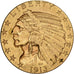 United States, $5, Half Eagle, Indian Head, 1913, Philadelphia, Gold, AU(50-53)