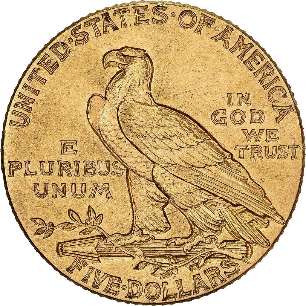 United States, $5, Half Eagle, Indian Head, 1913, Philadelphia, Gold, AU(50-53)
